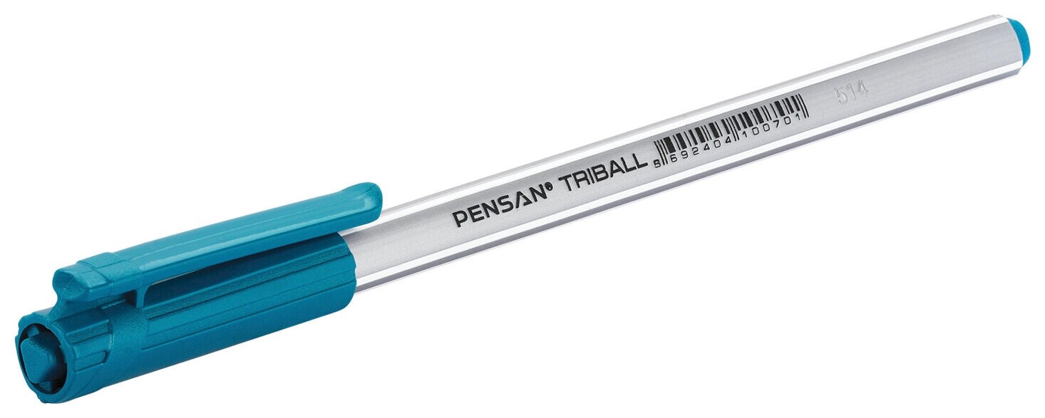 Ручка шариковая масляная Pensan "Triball", голубая, трехгранная, узел 1 мм, линия письма 0,5 мм, 1003/12  Pensan