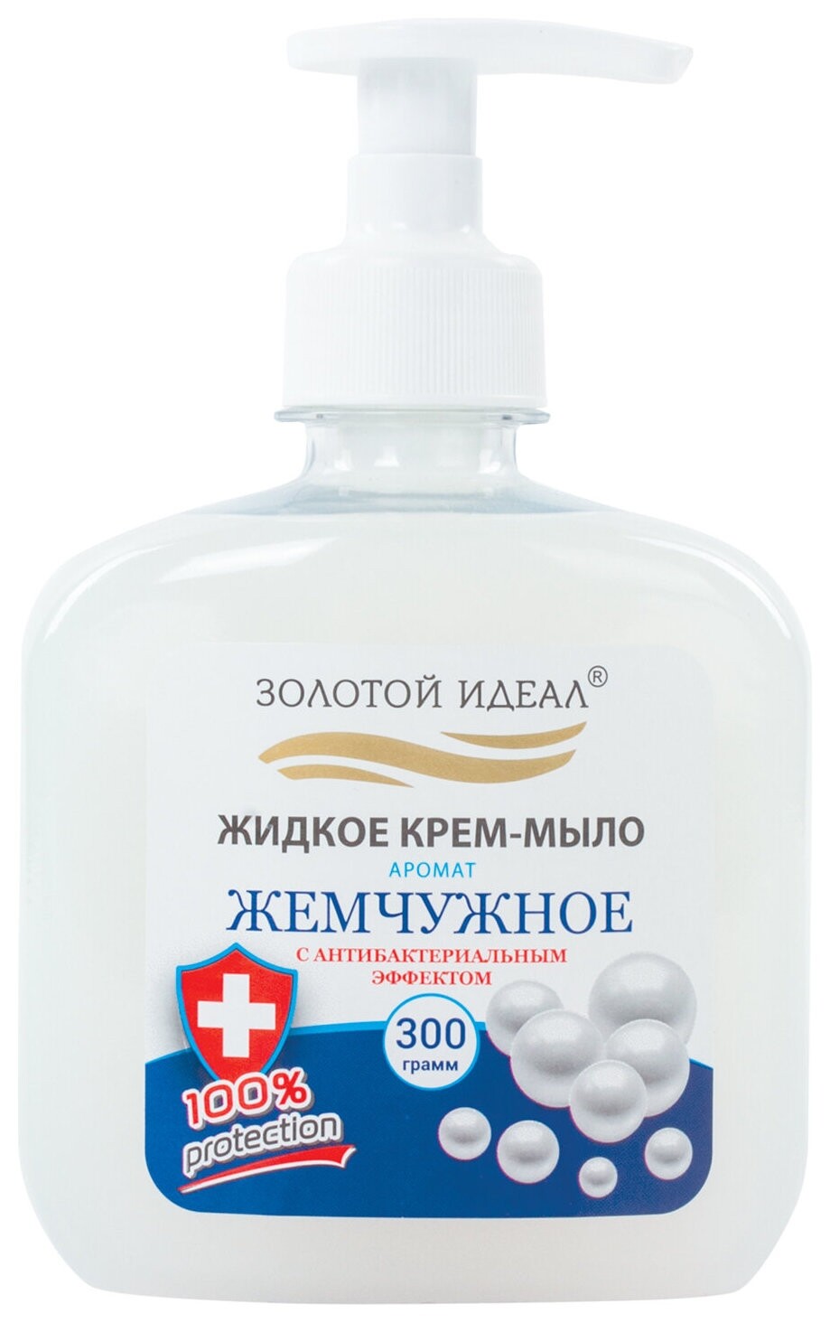 Мыло-крем жидкое 300 г золотой идеал "Жемчужное", с антибактериальным эффектом, дозатор, 606780  Золотой идеал