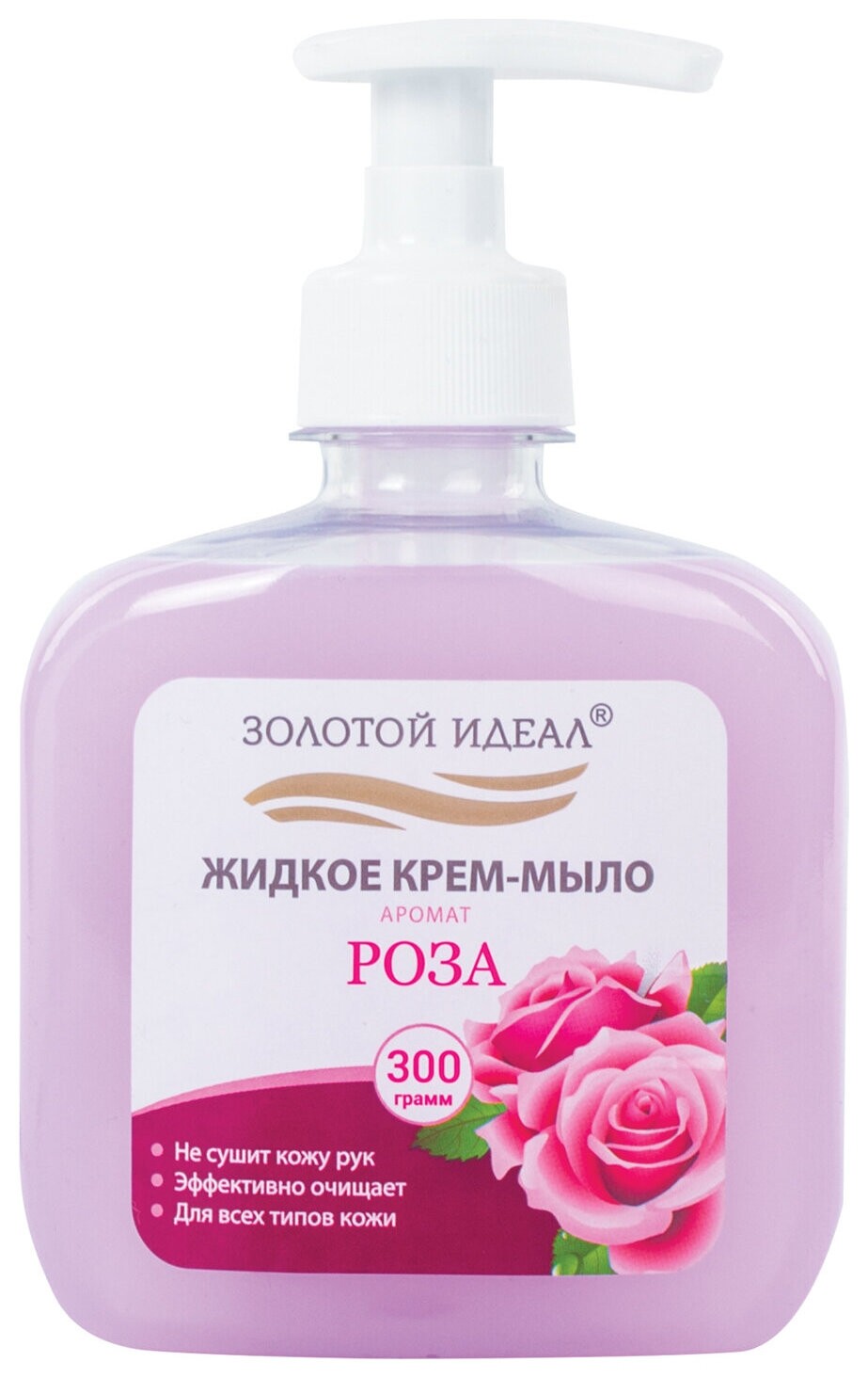 Мыло-крем жидкое 300 г золотой идеал "Роза", дозатор, 606781  Золотой идеал