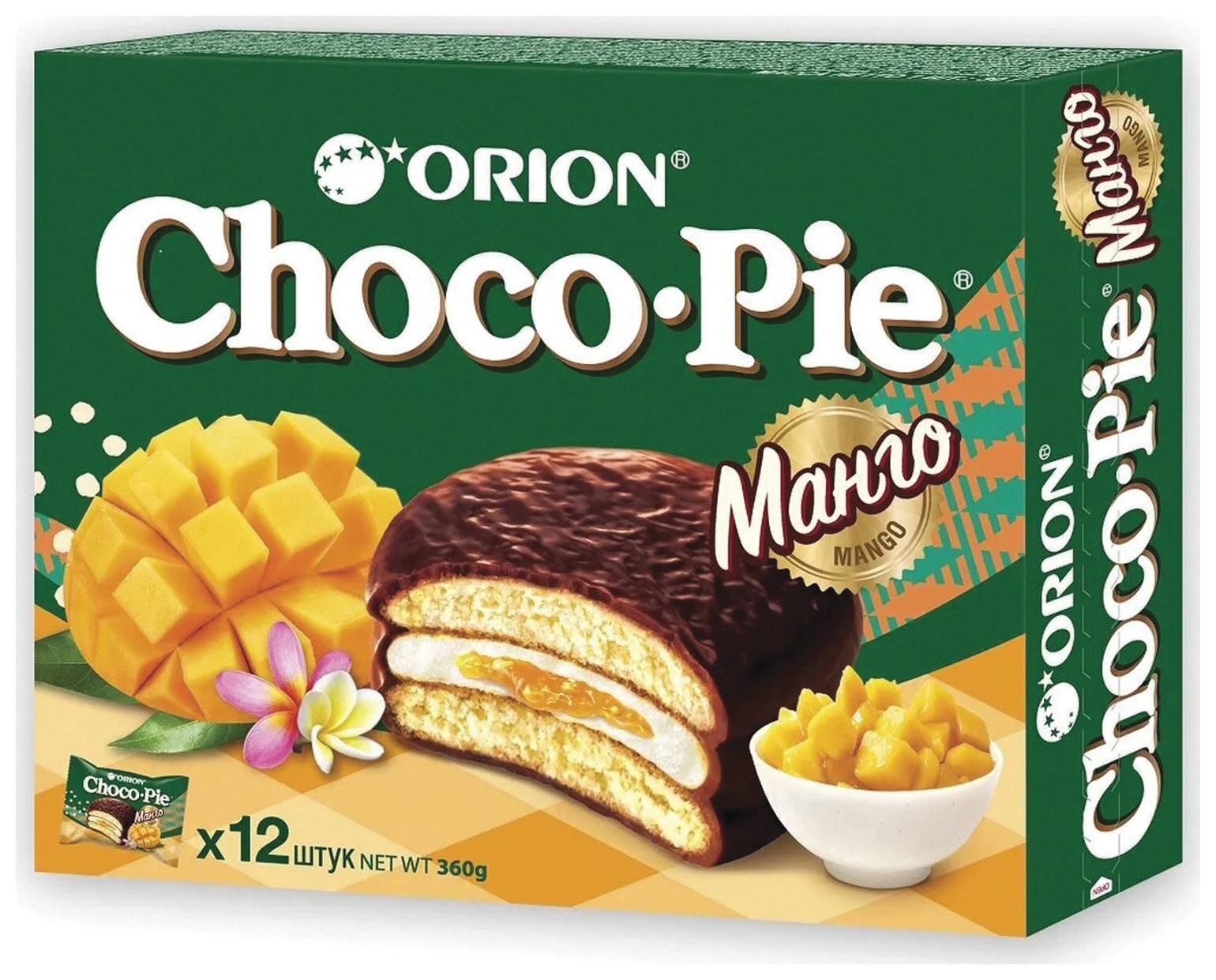 Печенье Orion "Choco Pie Mango" манго 360 г (12 штук х 30 г), о0000013010  Orion
