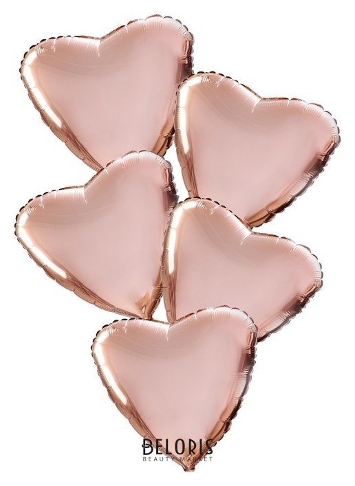 Шары фольгированные 19 «Сердца», набор 5 шт., цвет розовое золото Leti