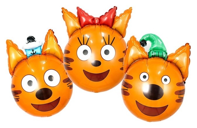 Фольгированные шары «Три кота», голова, набор 3 шт.