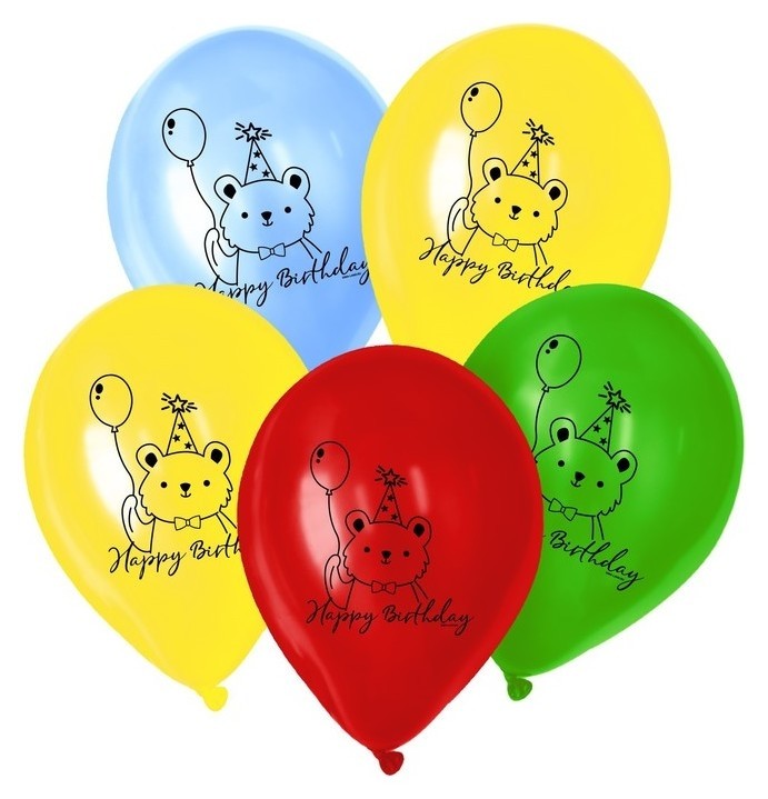 

Шар латексный 12" Happy Birthday, 50 шт.
