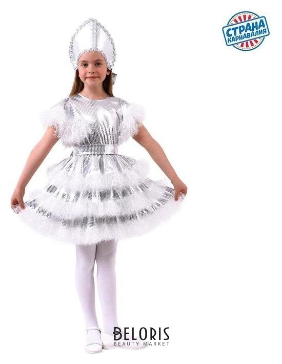 Карнавальный костюм «Снежинка», рисунок в виде пайеток, платье, кокошник, рост 110-116 см Страна Карнавалия