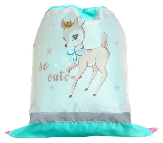 Мешок для обуви с карманом 420 х 340 мм, со светоотражающей полосой, "Оленёнок"  Пчелка