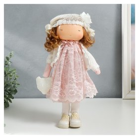 Кукла интерьерная "Малышка в платье с кружевом, с сердечком" 36,5х14х15,5 см 