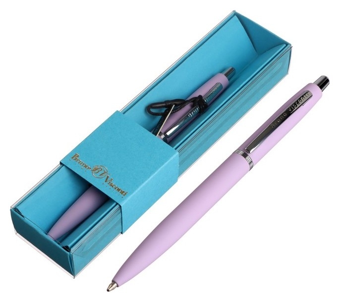 Ручка шариковая автоматическая, 1.0 мм, Bruno Visconti SAN Remo, стержень синий, сиреневый металлический корпус, в футляре
