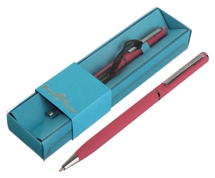 Ручка шариковая поворотная, 0.7 мм, Bruno Visconti Palermo, стержень синий, коралловый металлический корпус, в футляре