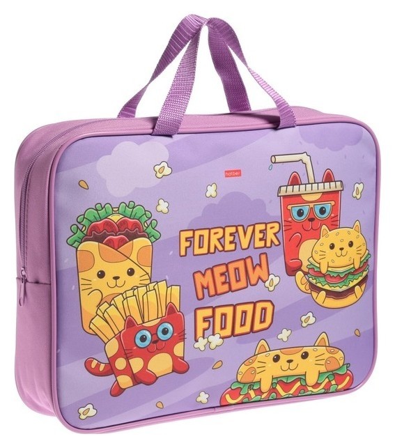 

Папка с ручками текстиль А4 75мм 350*265 Hatber "Cats-fast Food" Nsn_94054