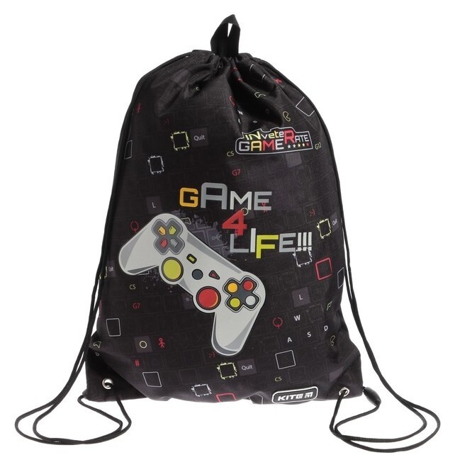 Мешок для обуви Kite, 460 X 330 мм, "Game 4 Life", черный  Kite