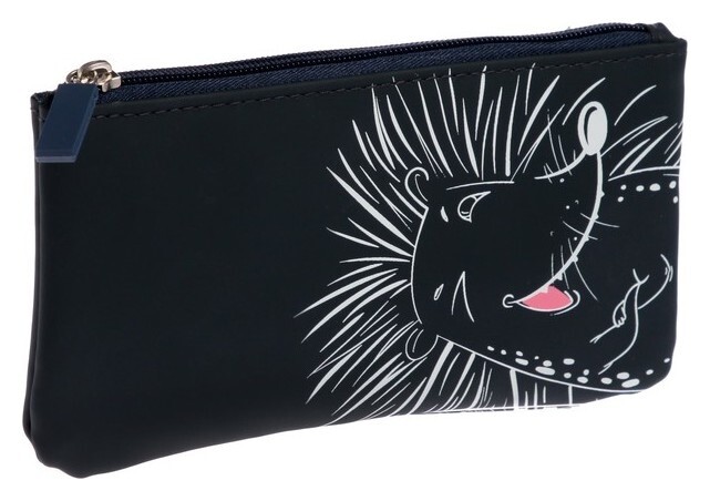 Пенал мягкий 1 отд. плоский 100*200 феникс кож.зам "Ёж шутник" унив синий 58402  Феникс+