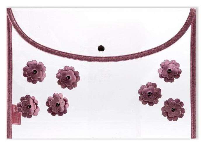 Папка-конверт на кнопке А4 дизайн феникс 345*240 ПВХ прозрачная/розовая 49295  Феникс+