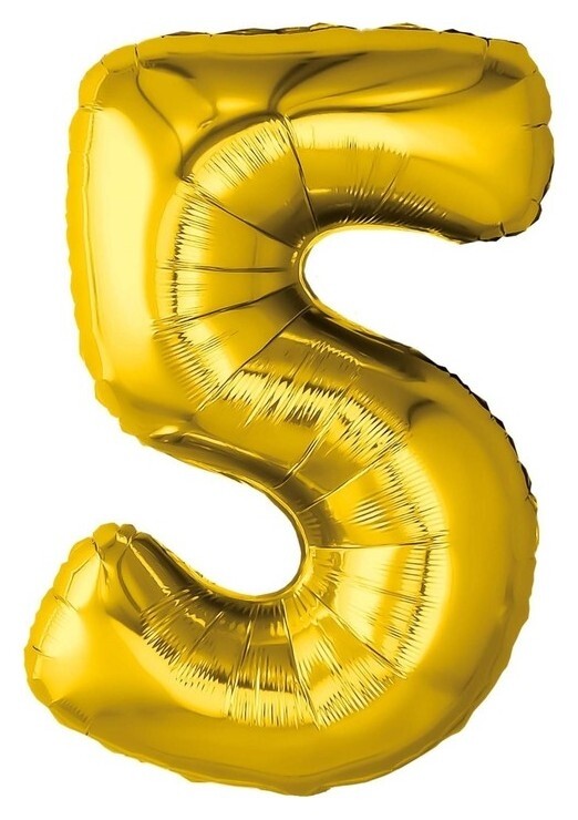 Шар фольгированный 32" «Цифра 5», цвет золото  Leti