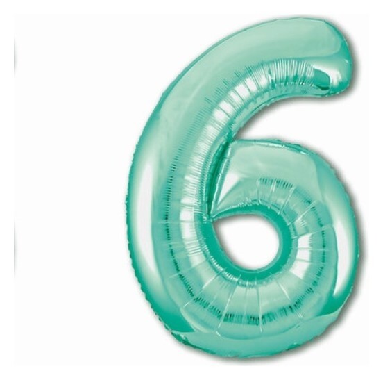 Шар фольгированный 40" «Цифра 6», цвет бискайский зелёный Slim  Leti