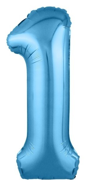Шар фольгированный 40" «Цифра 1», цвет холодный голубой Slim  Leti