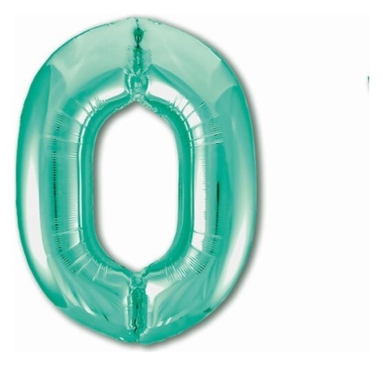 Шар фольгированный 40" «Цифра 0», цвет бискайский зелёный Slim Leti
