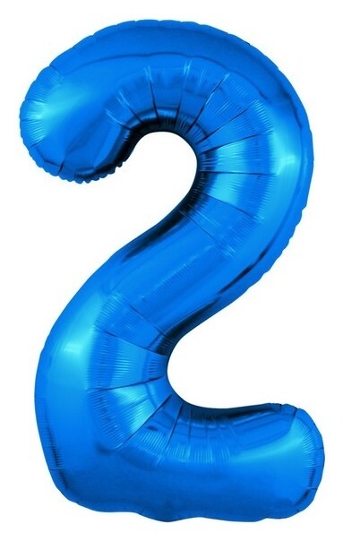 Шар фольгированный 40" «Цифра 2», цвет синий Slim  Leti