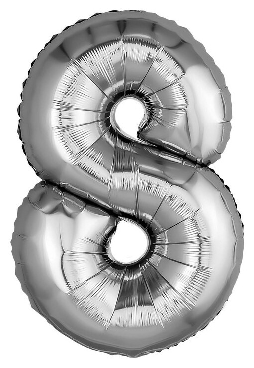 Шар фольгированный 32" «Цифра 8», цвет серебро  Leti