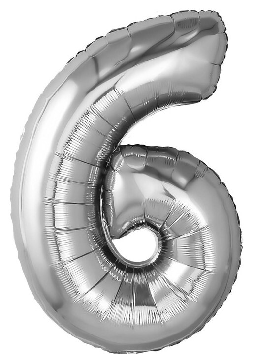 Шар фольгированный 32" «Цифра 6», цвет серебро  Leti