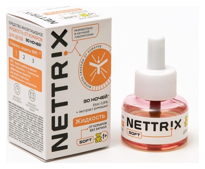 Дополнительный флакон-жидкость "Nettrix" Soft, детский, 30 ночей  Nettrix