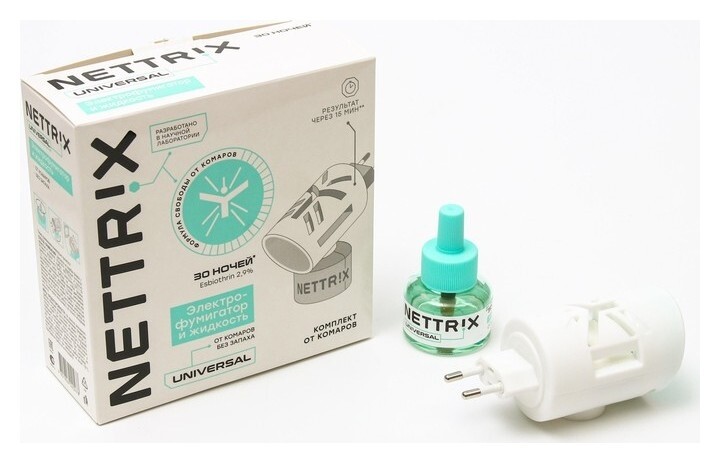 Комплект "Nettrix" Universal, фумигатор + жидкость, 30 ночей  Nettrix