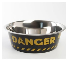 Миска металлическая для собаки Danger, 4 л, 28х9 см Пушистое счастье