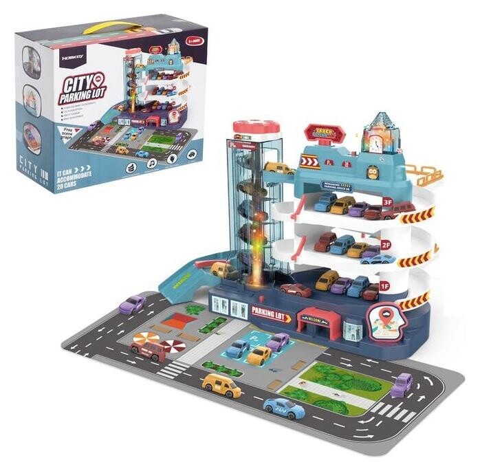 Парковка «Городской паркинг», с 4 машинками и лифтом, свет и звук  