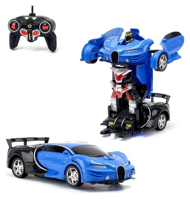 Робот с трансформацией радиоуправляемый «Широн», световые эффекты, масштаб 1:18, цвет синий  