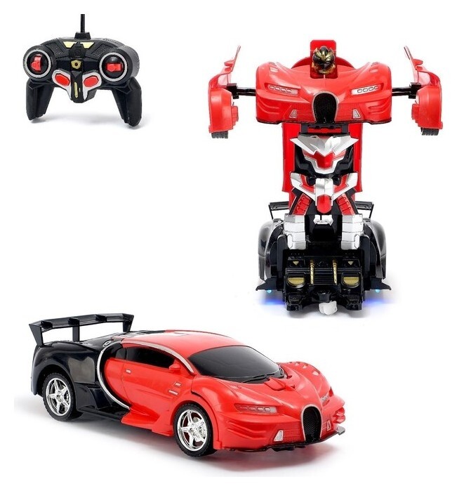 Робот с трансформацией радиоуправляемый «Широн», световые эффекты, масштаб 1:18, цвет красный 