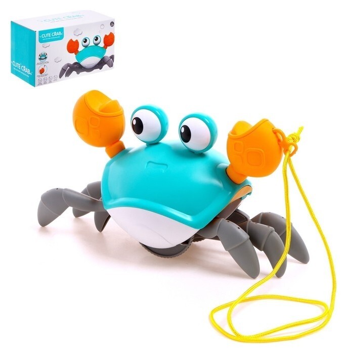 Каталка на верёвке «Краб», водоплавающая, цвет бирюзовый  