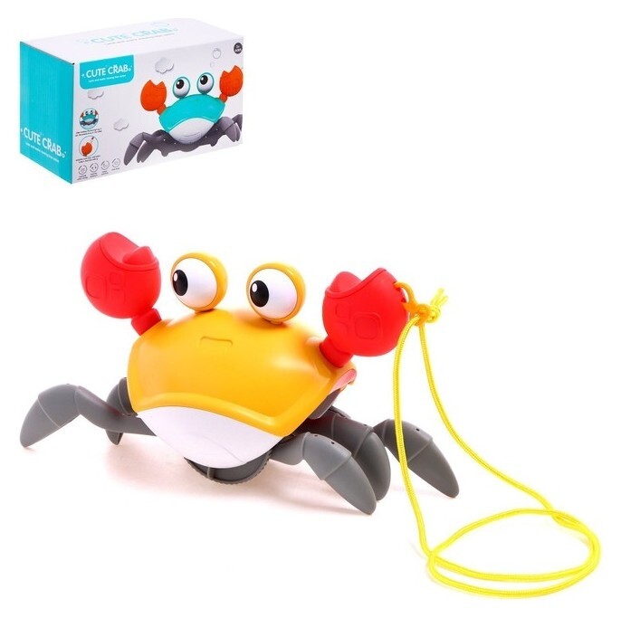 Каталка на верёвке «Краб», водоплавающая, цвет оранжевый  