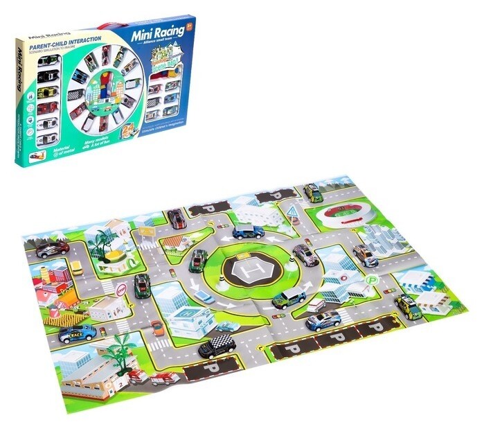 Игровой набор «Город», 24 металлические машинки с запуском и игровое поле  