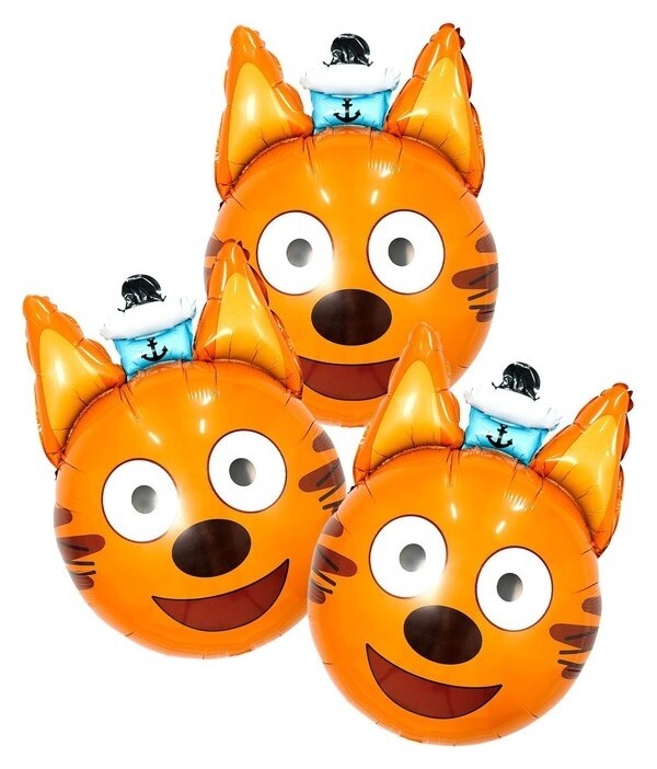 Шар фольгированный 21" «Компот. Три кота», фигура-голова, набор 3 шт.  Agura