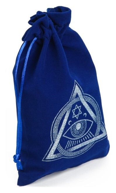 Мешочек для карт таро «Глаз оракула», бархатный, тёмно-синий Лас Играс