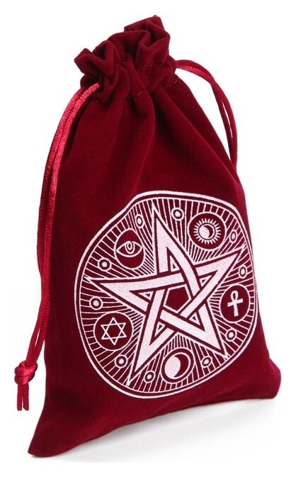 Мешочек для карт таро, «Пентаграмма», бархатный, бордовый  Лас Играс