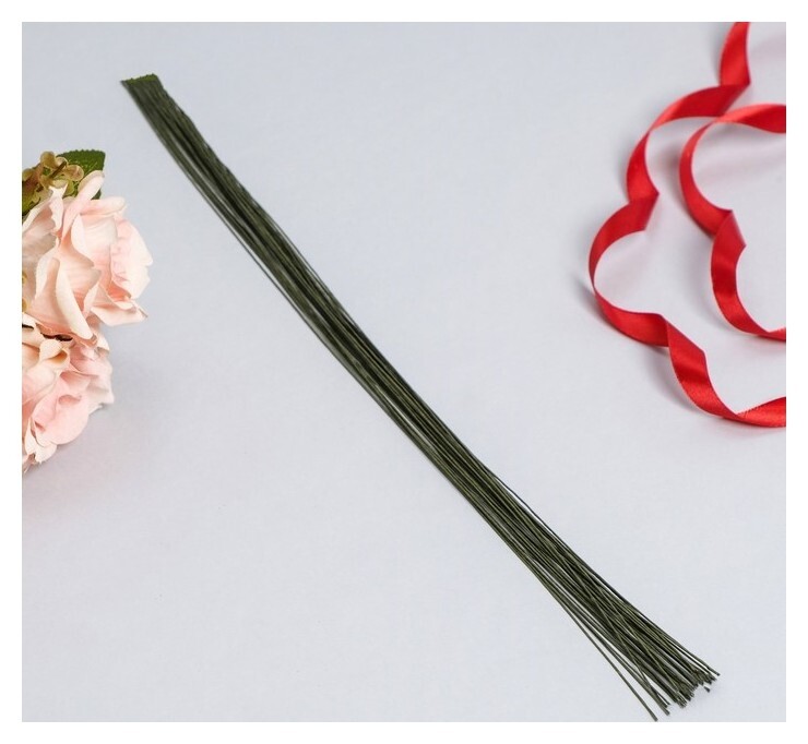 Флористическая проволока в бумажной оплётке "Зелёная", длина 36 см, 0,3 мм, набор 20 шт  