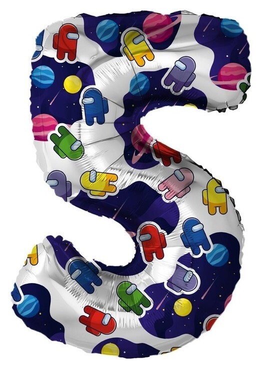 Шар фольгированный 32" «Цифра 5. космонавтики» + подарок  Agura