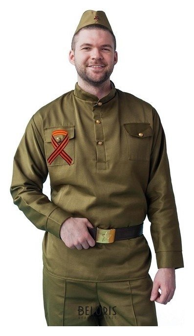 Карнавальный костюм «Солдат», пилотка, гимнастёрка, ремень, георгиевская лента, р. 42-44 NNB