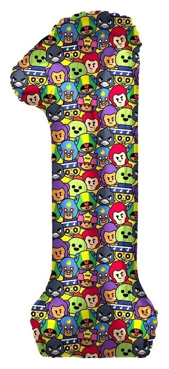 Шар фольгированный 34" «Цифра 1» Brawl Stars, 1 шт.  Дон Баллон