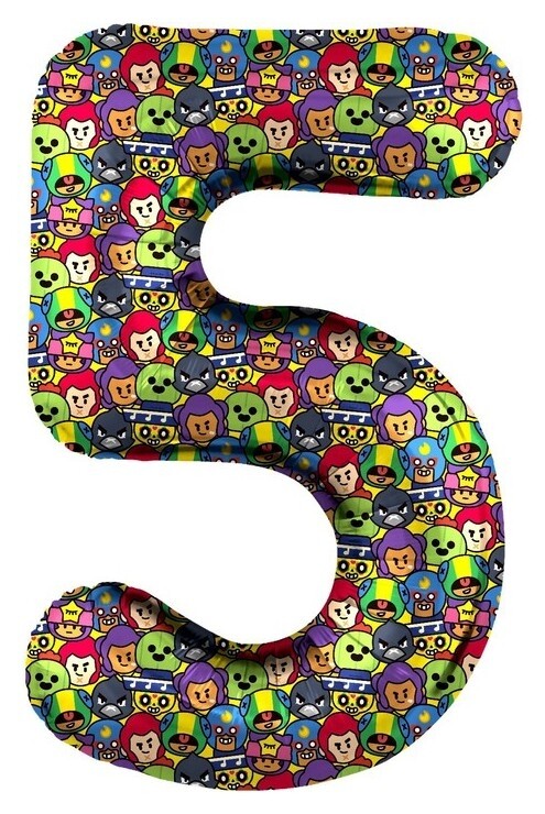 Шар фольгированный 34 «Цифра 5» Brawl Stars, 1 шт.  Дон Баллон