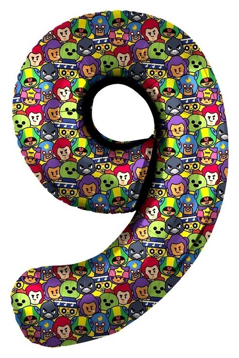 Шар фольгированный 34" «Цифра 9» Brawl Stars, 1 шт. Дон Баллон