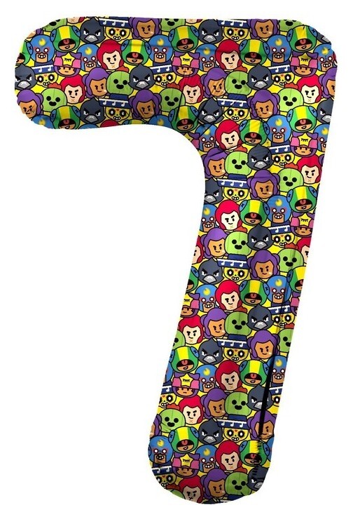 Шар фольгированный 34 «Цифра 7» Brawl Stars, 1 шт.  Дон Баллон