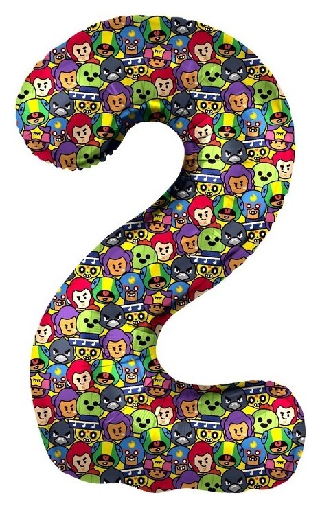 Шар фольгированный 34" «Цифра 2» Brawl Stars, 1 шт.  Дон Баллон