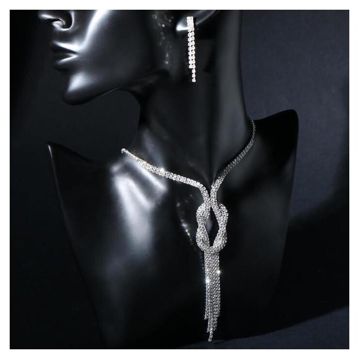 Набор 2 предмета: серьги, колье "Лёд" загиб, цвет белый в серебре  Queen Fair