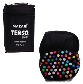 Набор двусторонних маркеров для скетчинга Mazari Terso Black, 60 цветов Mazari