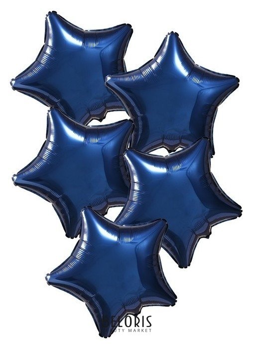 Шар фольгированный 19, звезда, набор 5 шт., цвет синий NNB