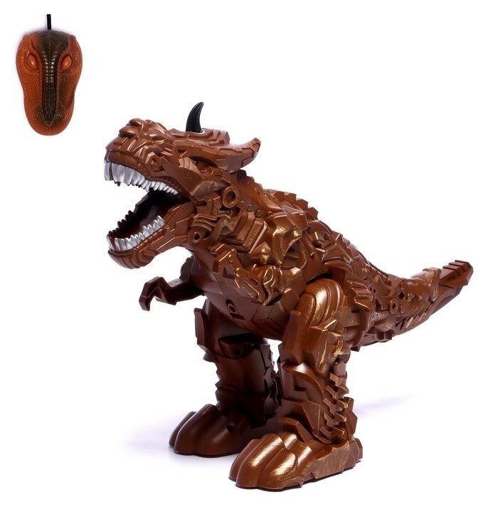 Динозавр-робот радиоуправляемый «Рекс», эффект дыма, свет и звук, цвет коричневый  