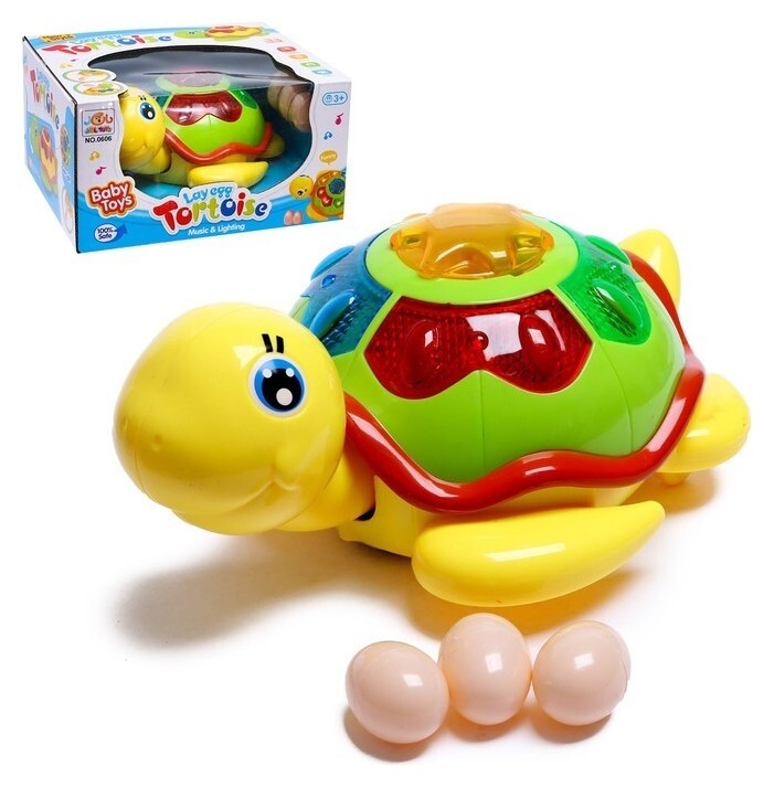 Игрушка музыкальная «Черепашка», световые и звуковые эффекты, цвет жёлтый 