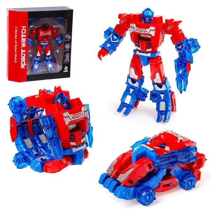 Робот «Часы», трансформируется в робота и машинку, цвет красный  