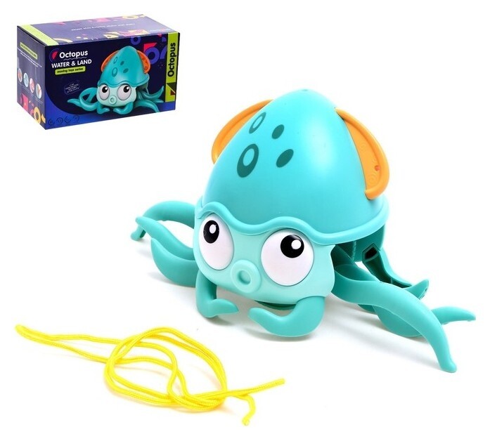 Каталка на верёвке «Осьминог», водоплавающая, цвет бирюзовый  
